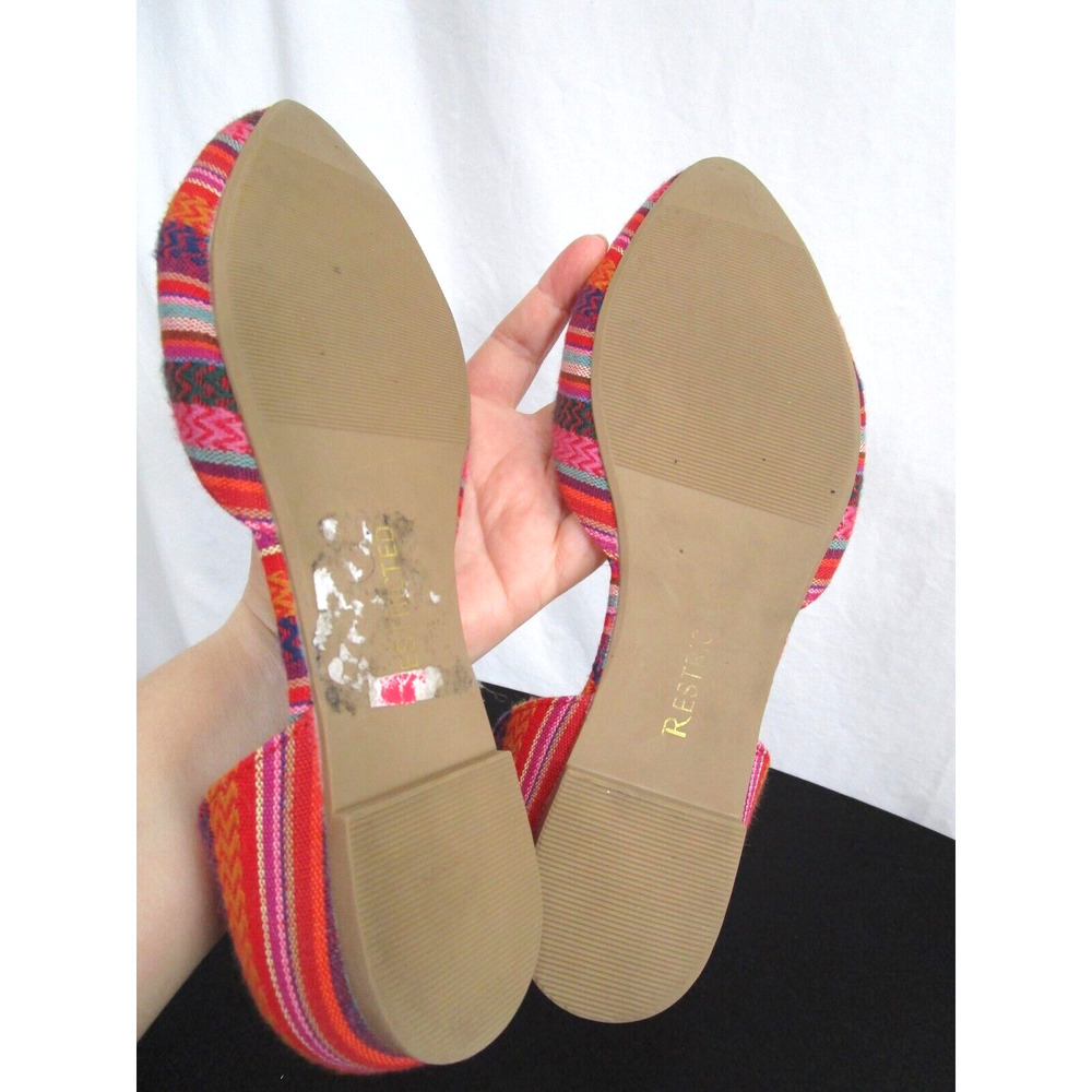 Restricted Multicolor Striped Fabric D'Orsay Flats Women’s Shoes Size 8.5 - Picture 10 of 10